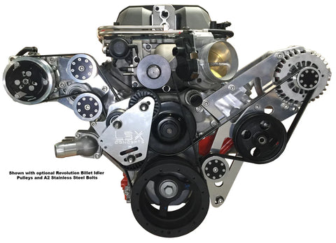 LSA / ZL1 Supercharger Race Drive High Mount Accessory Drive Bundle (ALT,PS,A/C) with Revolution Billet Idler Pulleys & A2 Stainless Steel