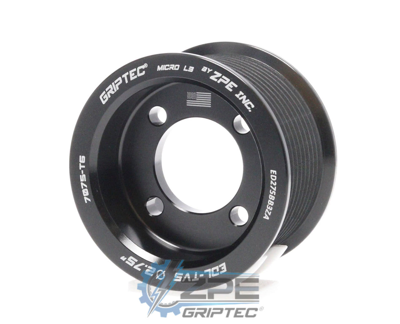 2.75" 10 Rib ZPE GripTec® 2pc Edelbrock TVS L3 Black Pulley Only