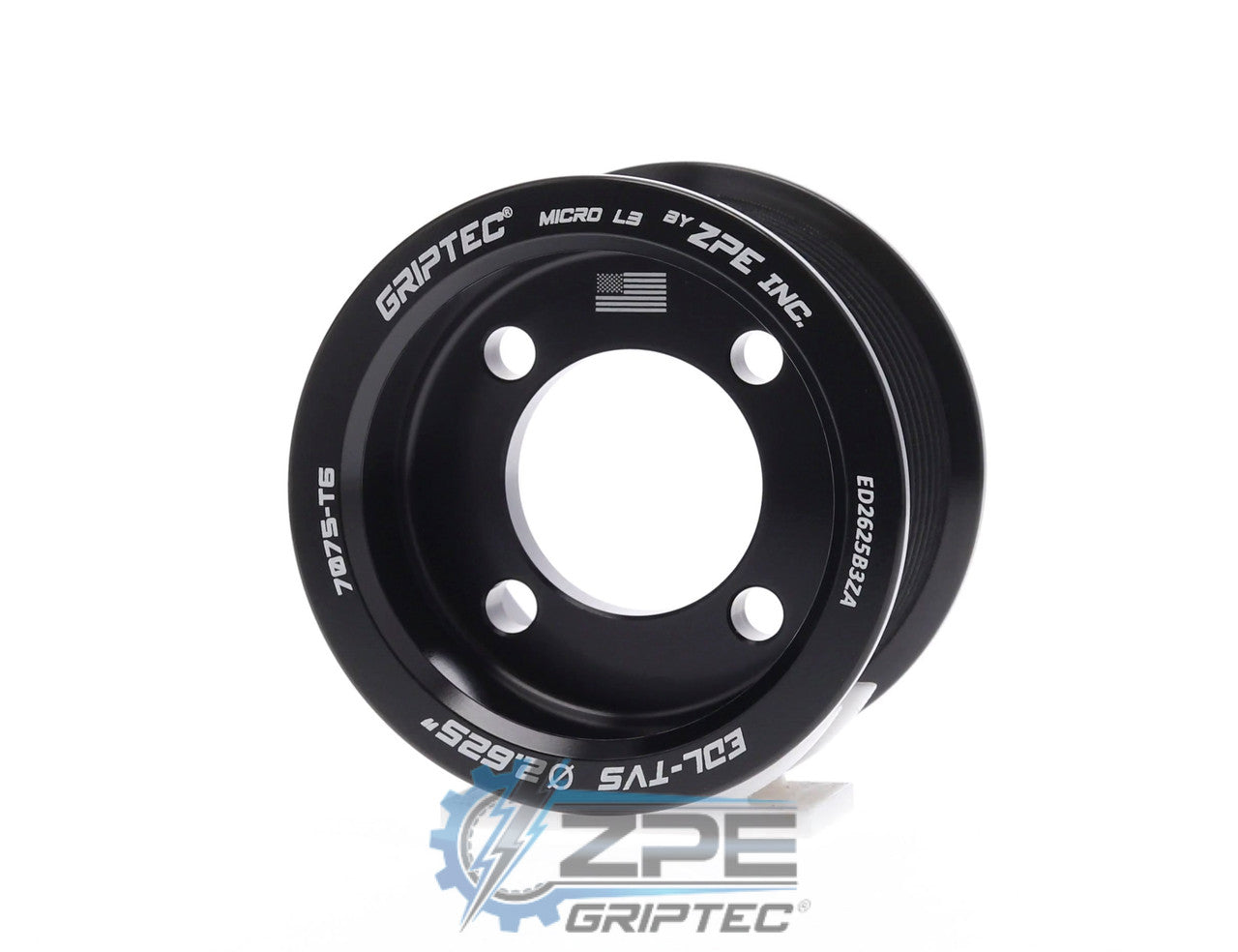 2.625" 10 Rib ZPE GripTec® 2pc Edelbrock TVS L3 Black Pulley Only