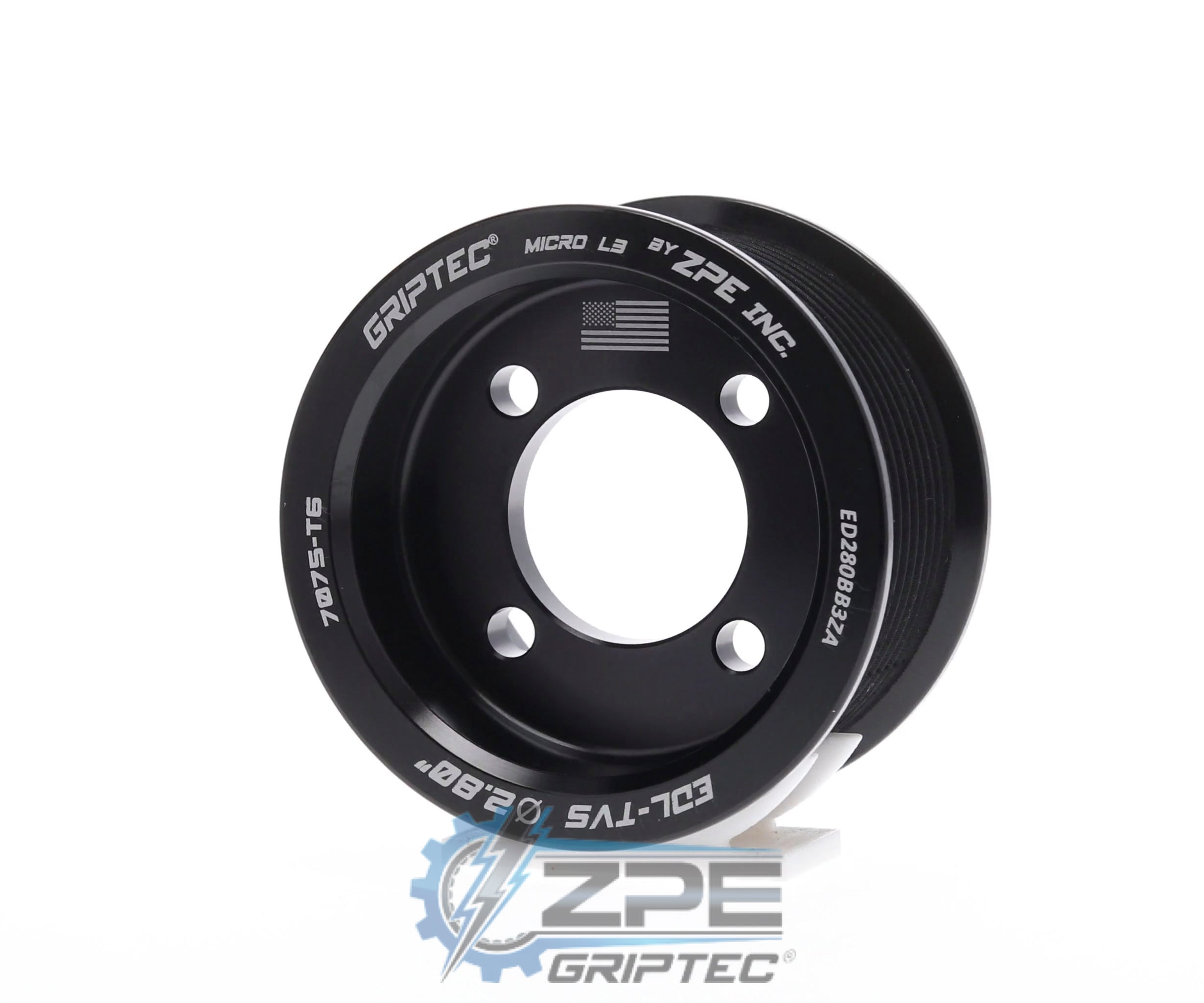 2.80" 10 Rib ZPE GripTec® 2pc Edelbrock TVS L3 Black Pulley Only