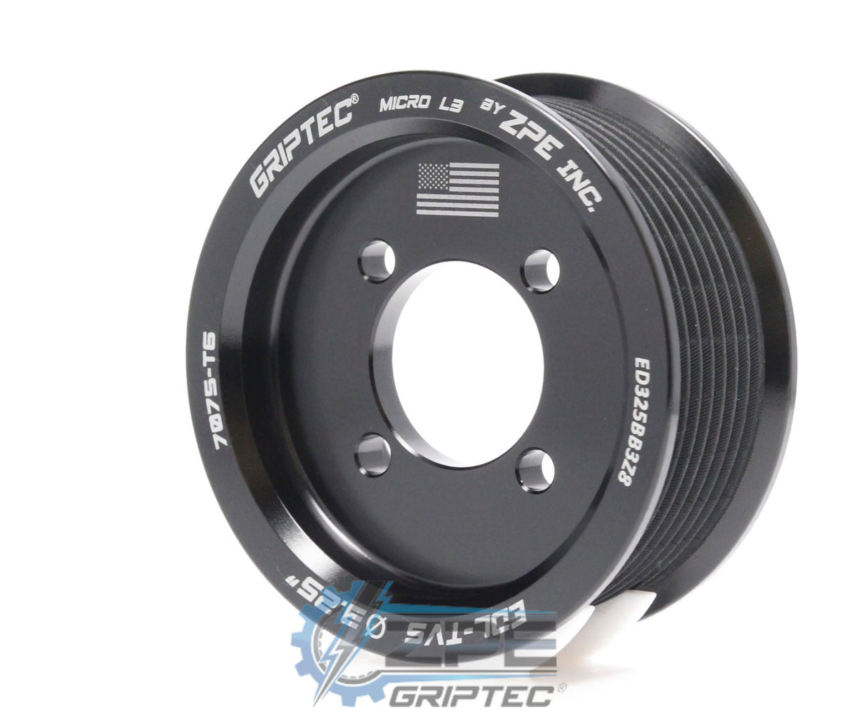 3.25" 8 Rib ZPE GripTec® 2pc Edelbrock TVS L3 Black Pulley Only