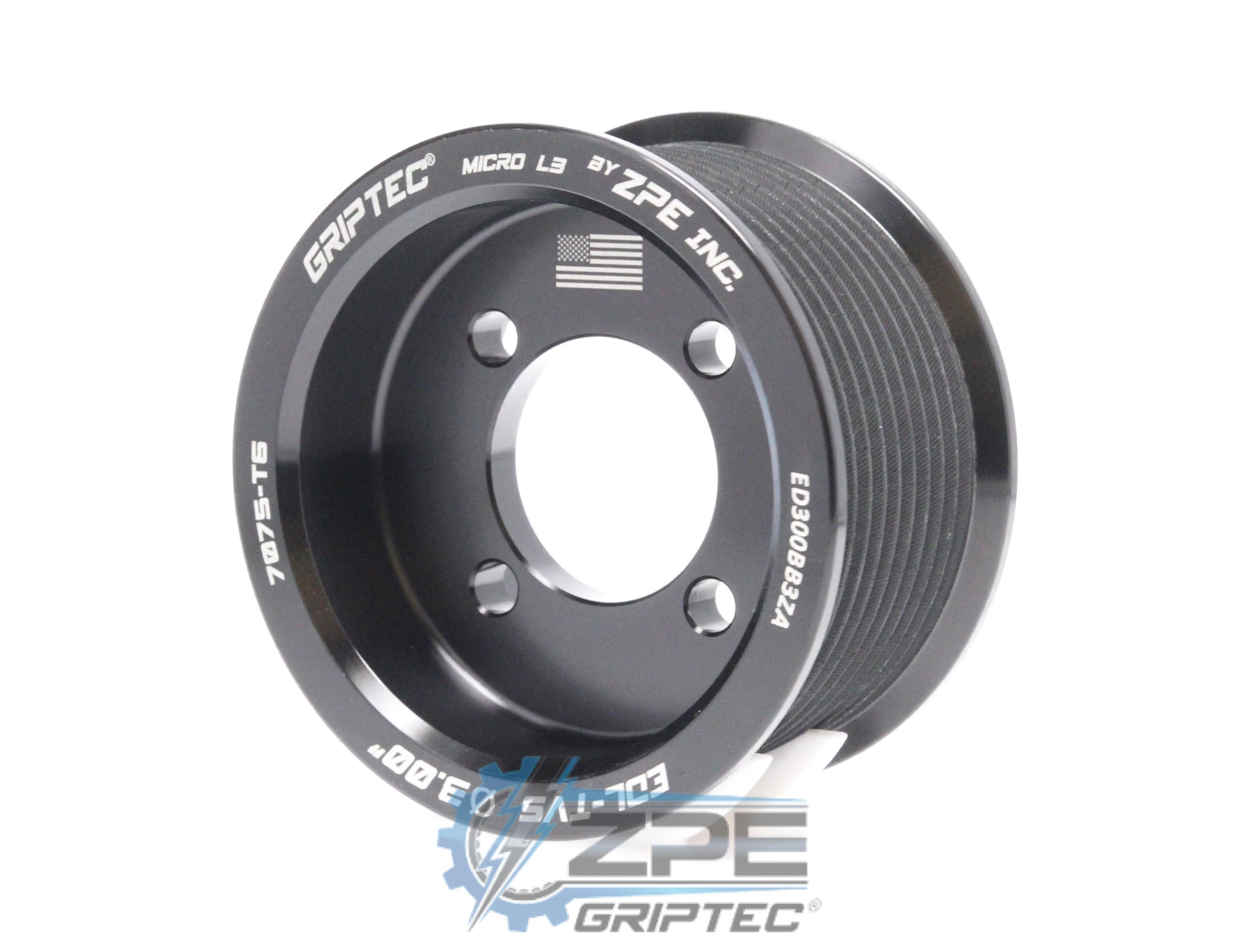 3.00" 10 Rib ZPE GripTec® 2pc Edelbrock TVS L3 Black Pulley Only
