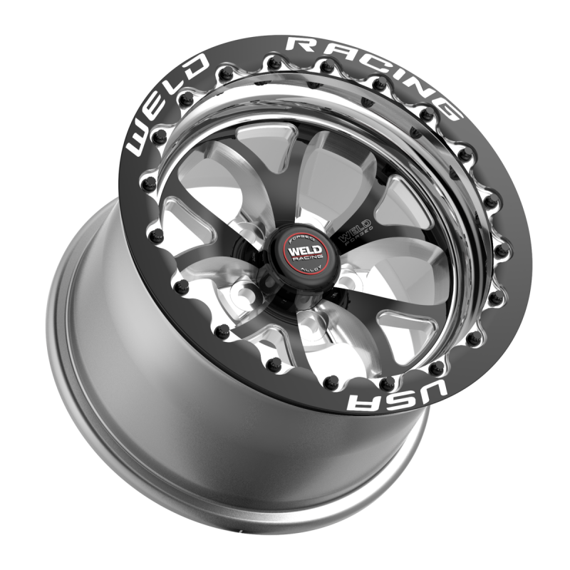 Weld S76 Beadlock 15x10/5x115/6.5 BS/3.18 HB - Black Center - Polished Shell - Black SBL MT Wheel