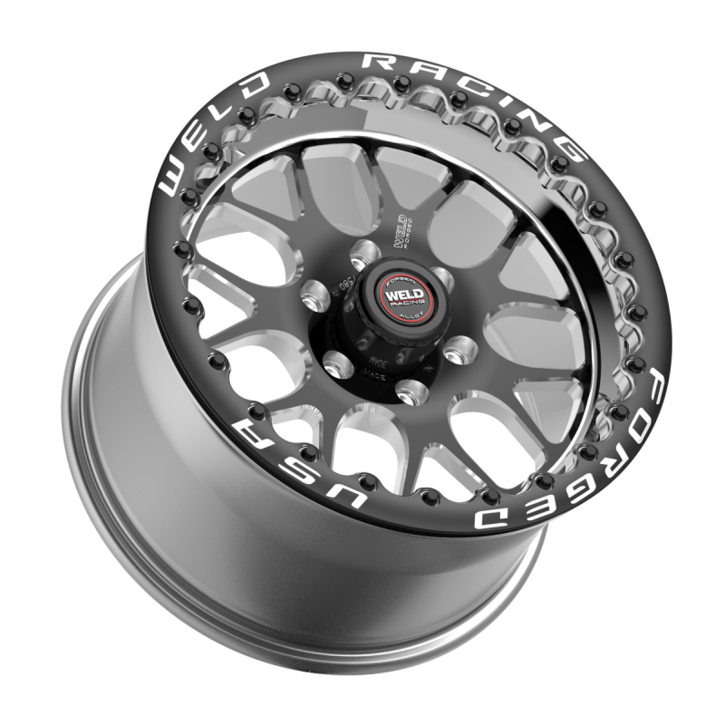 Weld S77 HD Beadlock 15x10/6x139.7/6.5 BS/3.54 HB-Black Center-Polished Shell-Black SBL MT Wheel