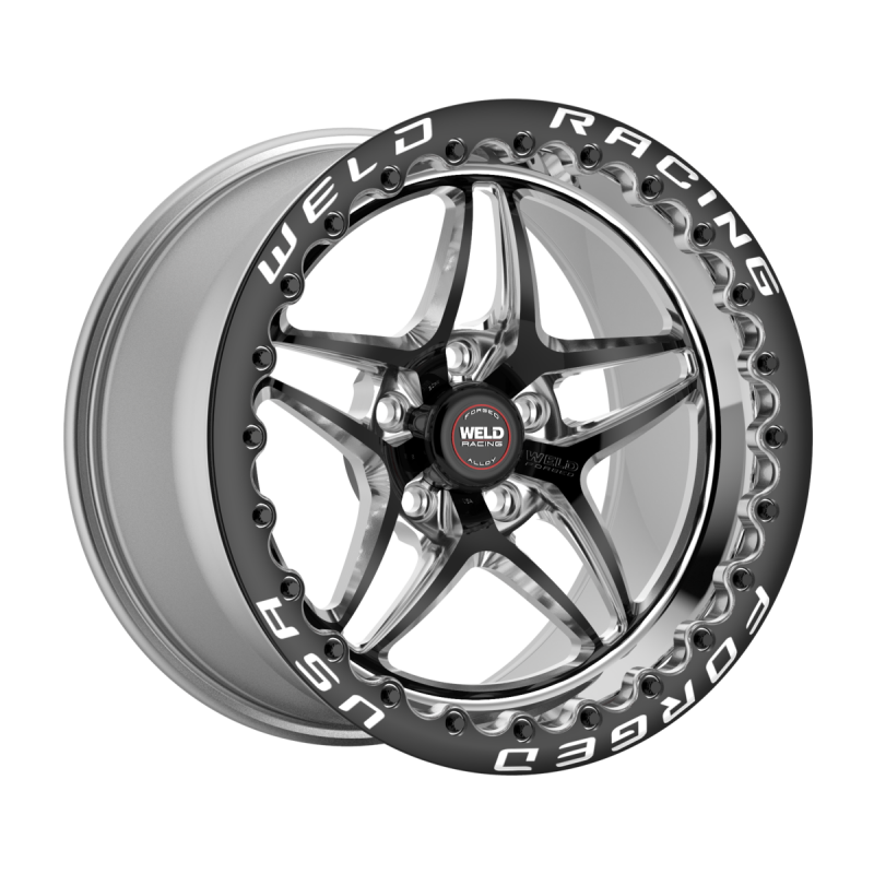 Weld S81 Beadlock 18x10/5x112/6.1 BS/3.18 HB - Black Center - Polished Shell - Black SBL MT Wheel