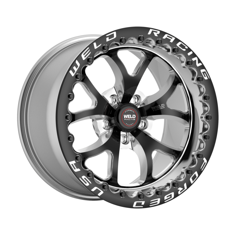 Weld S76 Beadlock 17x10.5/5x112/7.3 BS/3.18 HB - Black Center - Polished Shell - Black SBL Wheel