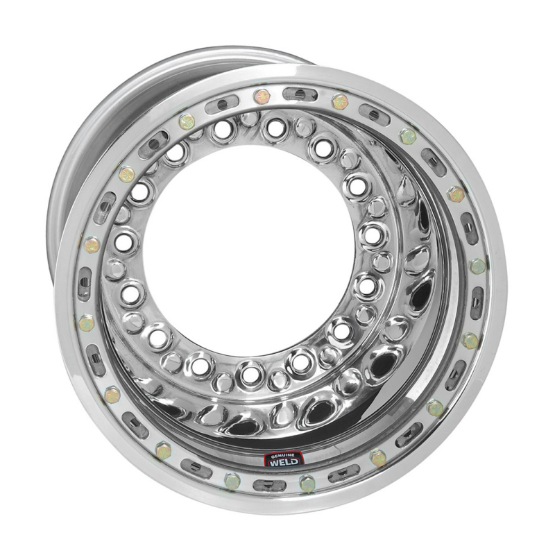 Weld Wide 5 XL 15x13 / 5x10.25 / 5 BS - Polished Shell - Black Mod DBL - Polished Cover Wheel