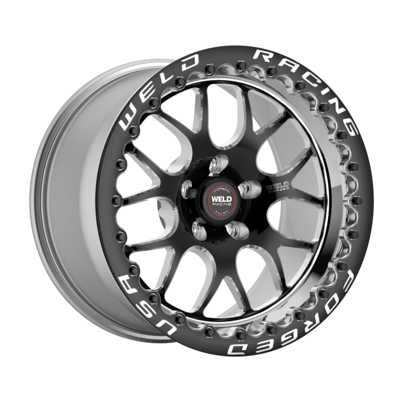 Weld S77 Beadlock 17x10/5x127/7.2 BS/3.18 HB - Black Center - Polished Shell - Black SBL Wheel