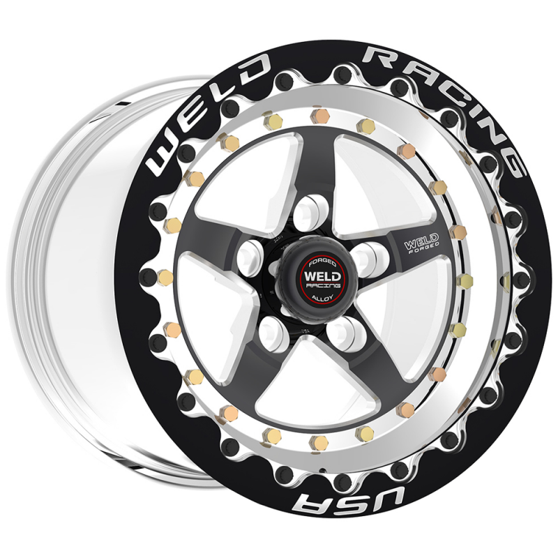 Weld Weldstar Beadlock 17x11/5x115/5.7 BS/3.18 HB - Black Center - Polished Shell - Black SBL Wheel