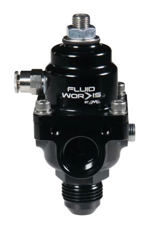 Fluidworks 3-6 gpm Fuel Pressure Regulator 35-70 psi 180 Degree Fittings