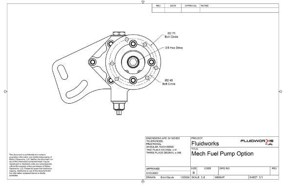 Fluidworks Single Stage Belt Drive Racing External Wet Sump Oil Pump sketch 2