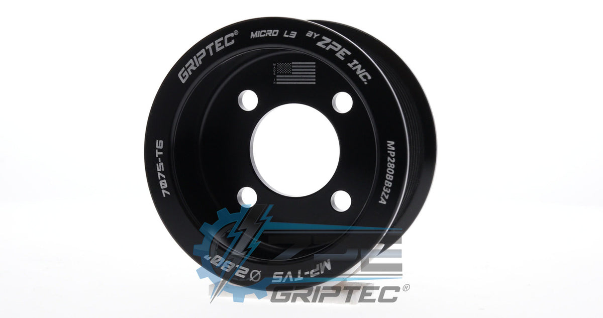 2.80" 10 Rib ZPE GripTec® 2pc Magnuson TVS L3 Black Pulley Only