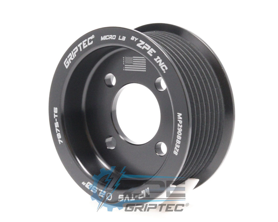 2.90" 8 Rib ZPE GripTec® 2pc Magnuson TVS L3 Black Pulley Only