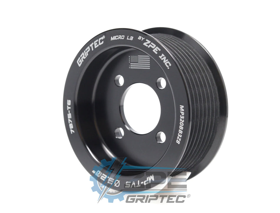 3.20" 8 Rib ZPE GripTec® 2pc Magnuson TVS L3 Black Pulley Only