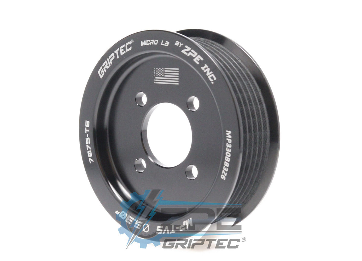 3.30" 6 Rib ZPE GripTec® 2pc Magnuson TVS L3 Black Pulley Only