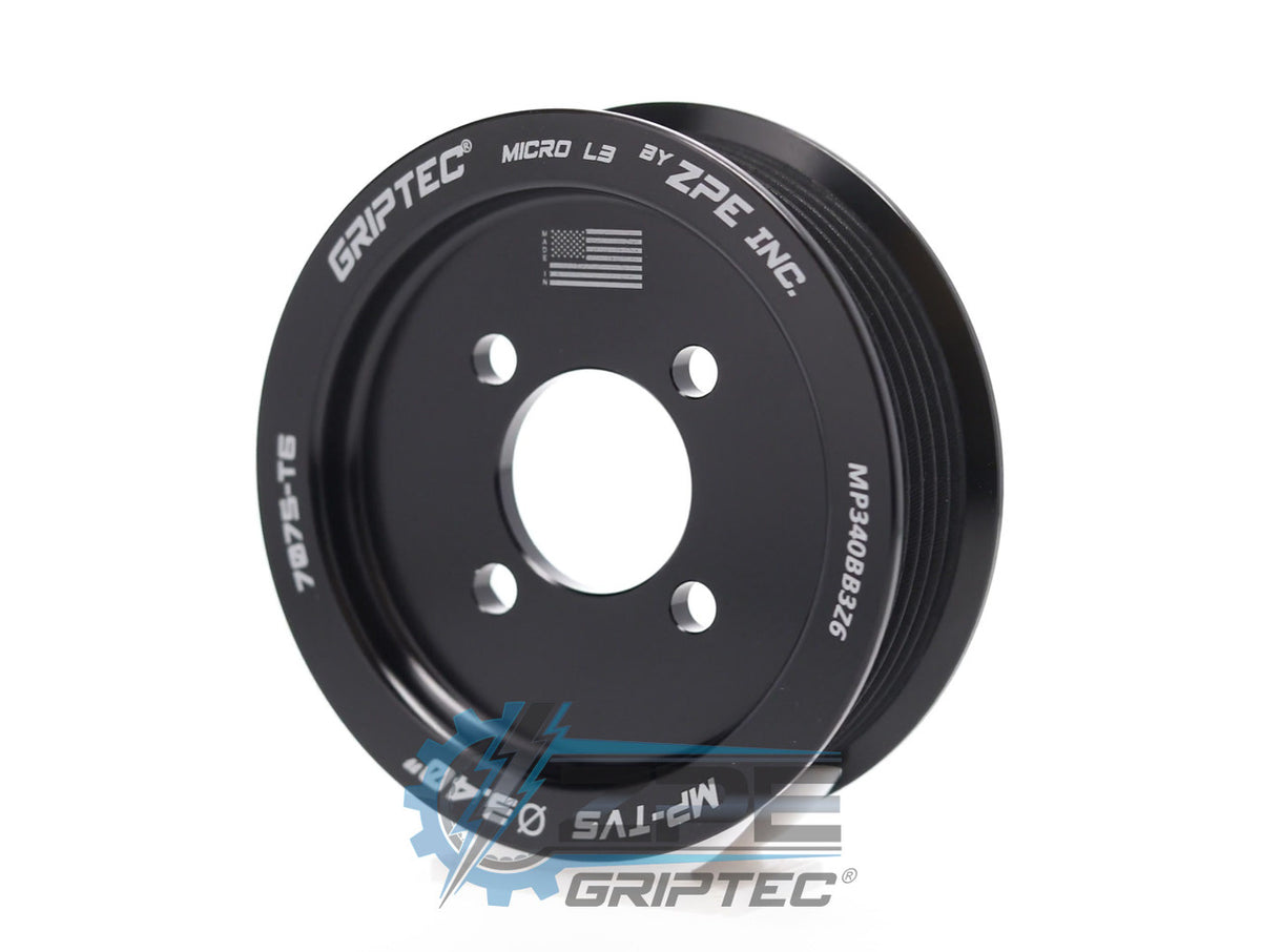 3.40" 6 Rib ZPE GripTec® 2pc Magnuson TVS L3 Black Pulley Only