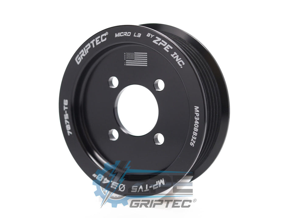 3.40" 6 Rib ZPE GripTec® 2pc Magnuson TVS L3 Black Pulley Only
