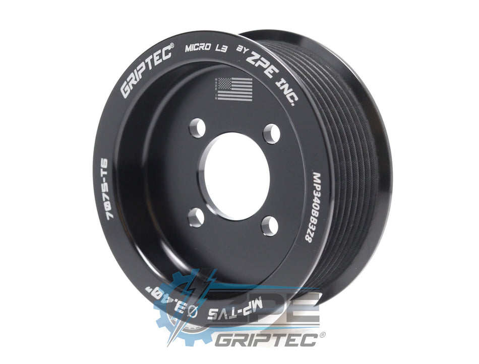 3.40" 8 Rib ZPE GripTec® 2pc Magnuson TVS L3 Black Pulley Only