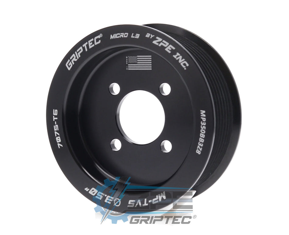 3.50" 8 Rib ZPE GripTec® 2pc Magnuson TVS L3 Black Pulley Only