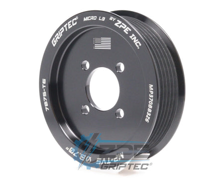 3.70" 6 Rib ZPE GripTec® 2pc Magnuson TVS L3 Black Pulley Only