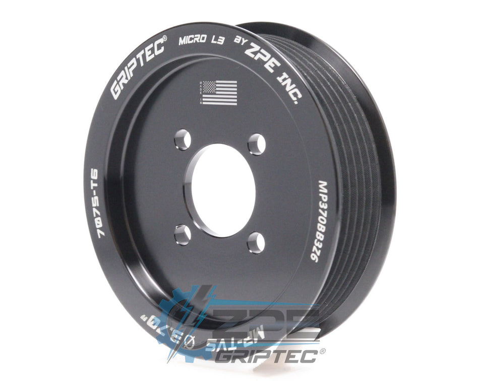 3.70" 6 Rib ZPE GripTec® 2pc Magnuson TVS L3 Black Pulley Only