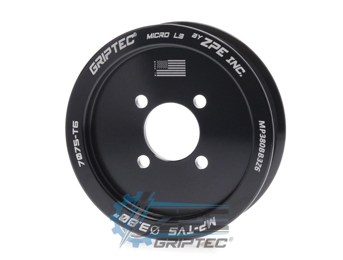 3.80" 6 Rib ZPE GripTec® 2pc Magnuson TVS L3 Black Pulley Only
