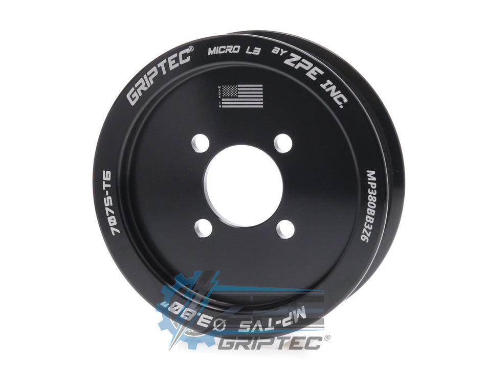 3.80" 6 Rib ZPE GripTec® 2pc Magnuson TVS L3 Black Pulley Only