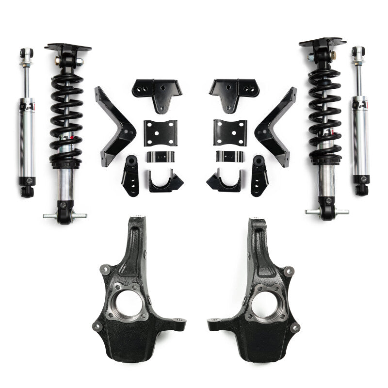 QA1 2019+ Chevrolet Silverado / GMC Sierra 1500 Single Adjustable 4/5in Lowering Kit w/ Spindles