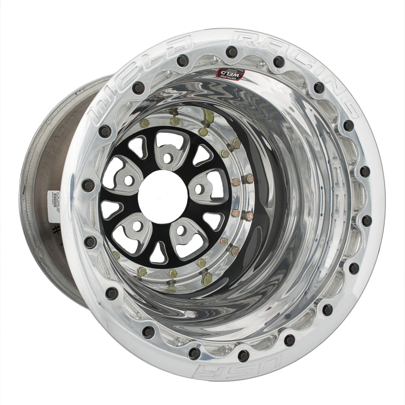Weld V-Series 16x16 / 5x5 / 5 BS / 3.5 HB - Black Center - Polished Shell - Polished DBL Wheel