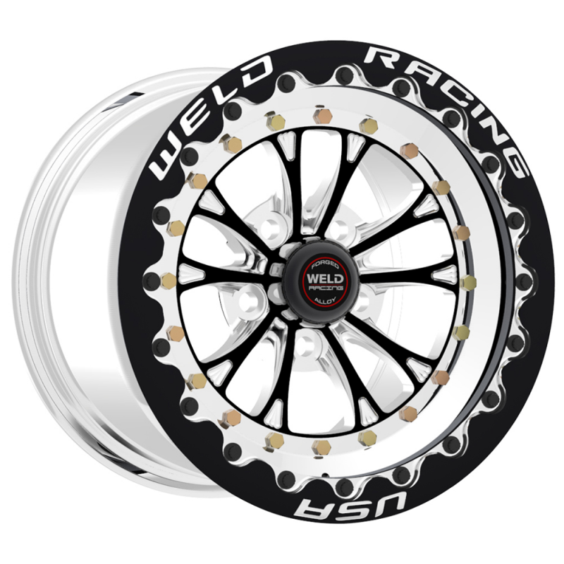 Weld Vitesse Beadlock 15x8/5x4.75/4.5 BS/3.18 HB-Black Center-Polished Shell-Black SBL MT Wheel