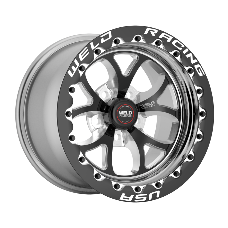 Weld S76 Beadlock 15x9/5x120.65/4.5 BS/3.18 HB - Black Center - Polished Shell - Black SBL MT Wheel